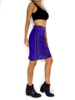 80s vintage purple suede pencil skirt, small slit at the back