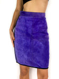 80s vintage purple suede pencil skirt, small slit at the back