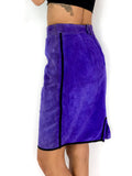 80s vintage purple suede pencil skirt, small slit at the back