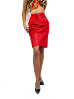 80s vintage leather pencil skirt