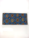 70s vintage blue quilted "Provençal" clutch/pouch