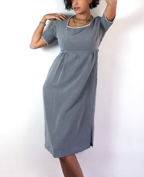 70s vintage grey office dress