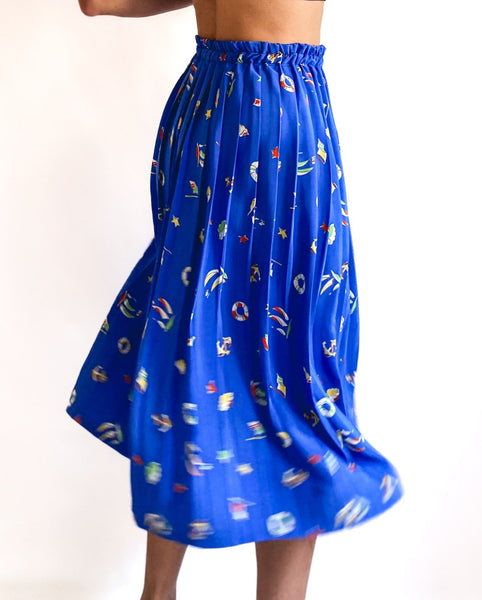 80s vintage pleated summer skirt